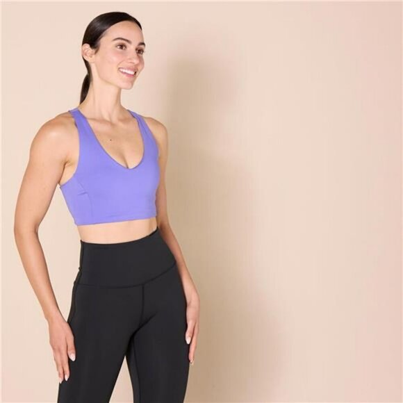 V Neck Sculpt Sports Bra Medium Support Moisture Wicking Workout Racerback - Picture 2 of 7